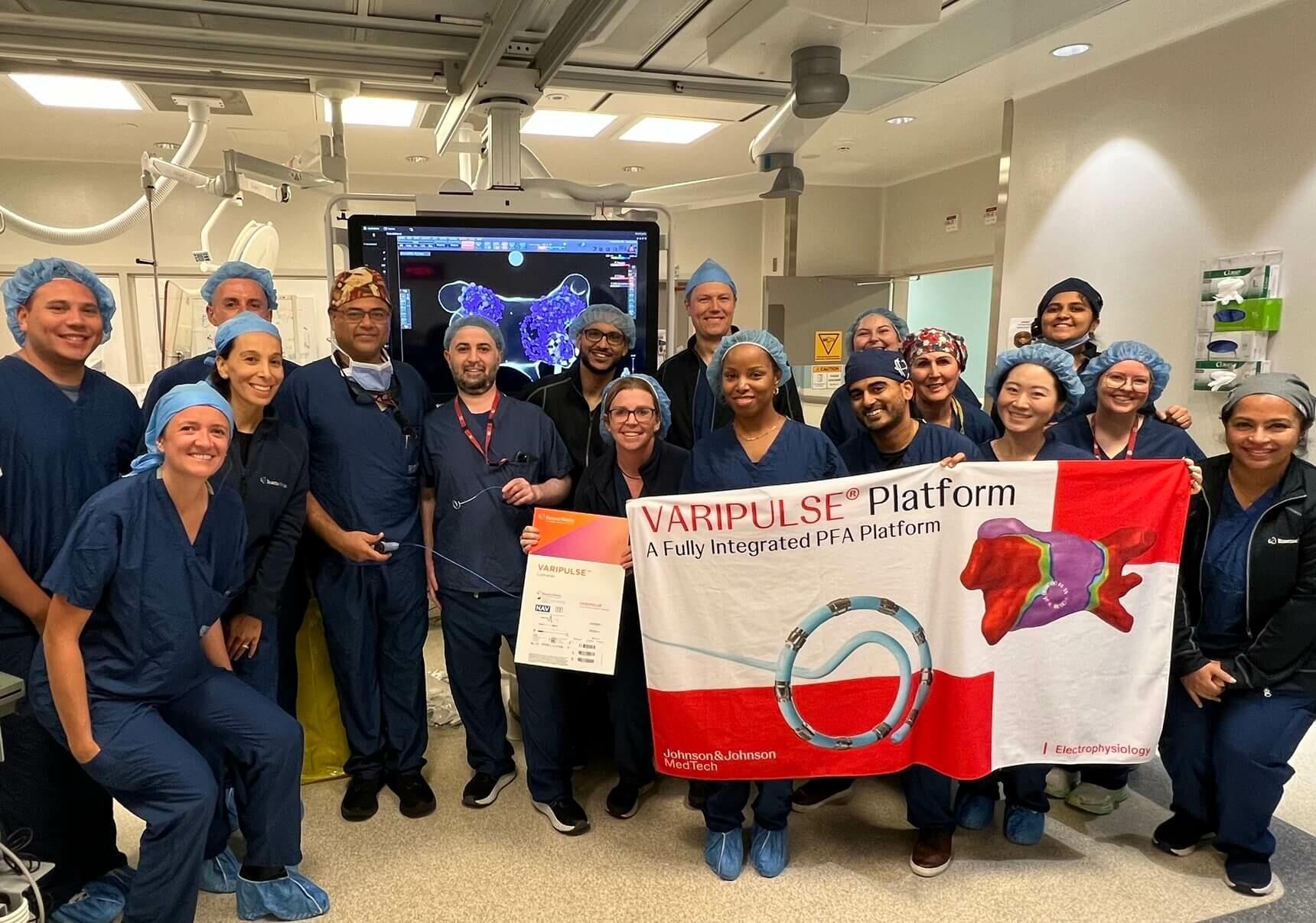 VARIPULSE Platform team in the lab after the first cases had been performed